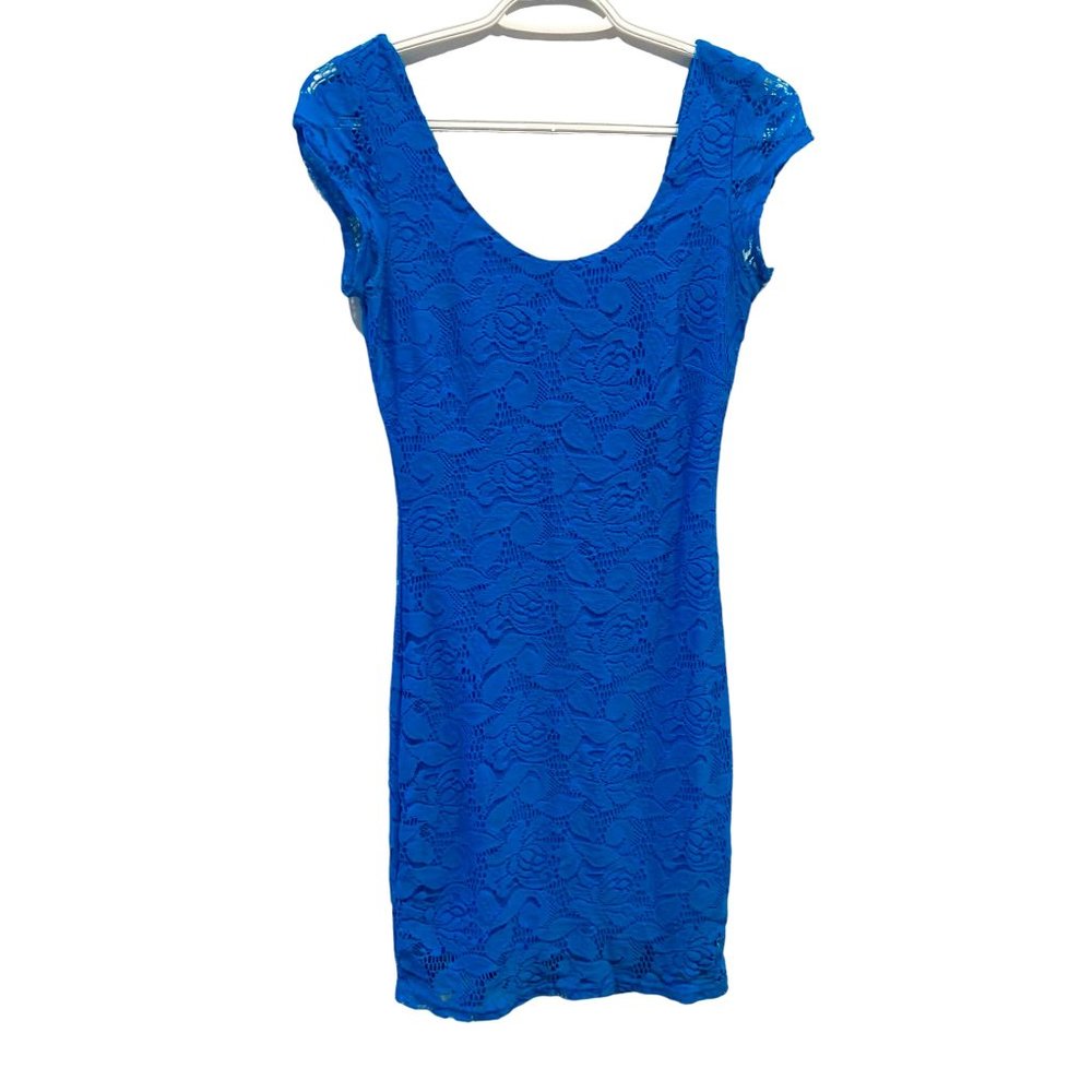CASTRO Blue Lace Detail Mini Dress Size XS